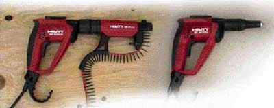 The SF4000 drywall gun can be used alone or with an optional SMI 55 Plus magazine for driving collated screws. The magazine, which also fits the cordless model, snaps into place and installs without tools.