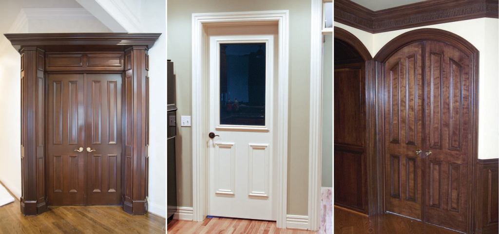 More economical than custom doors and more stable than pine raised-panel doors, stock solid-core doors can be used to create stunning frame-and-panel, glazed, and segmented-arch doors with a little ingenuity and applied moldings.