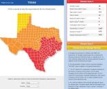 Texas Climate Zone Map. Red is Zone 2, Orange is Zone 3, Yellow 4