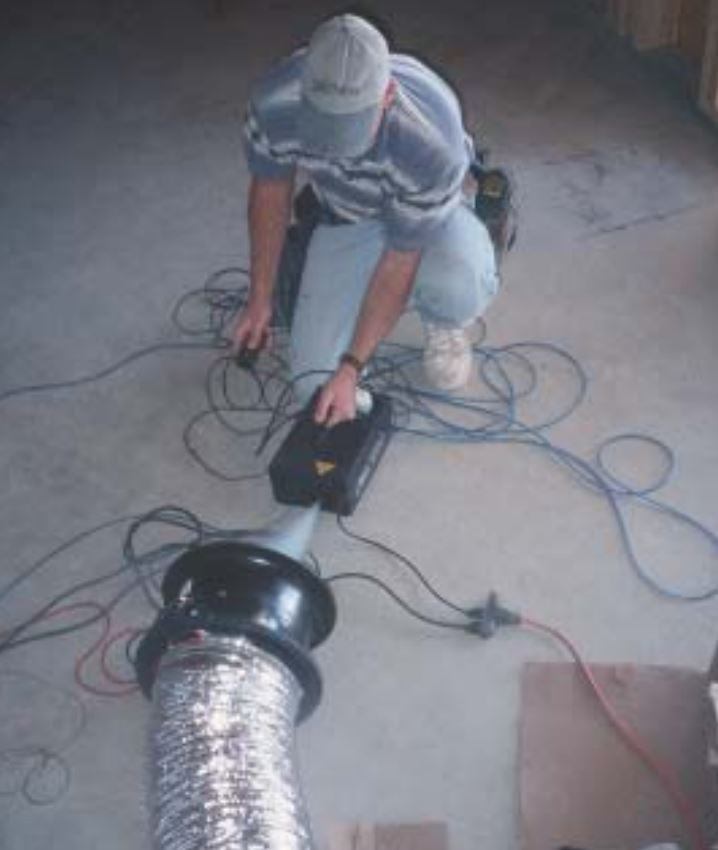 One trick for testing ductwork is to use a theatrical fog generator with a Duct Blaster to introduce a visible vapor into the duct system …