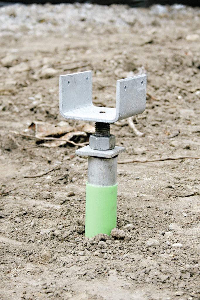Several types of caps are available to attach piers to framing; some are adjustable in order to fine-tune the elevation.