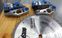 New cartridge on left; destroyed cartridge and blade on right