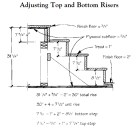 When treads and floor finishes differ in thicknesses, use the formulas shown to adjust the height of the top and bottom of the rough carriage.