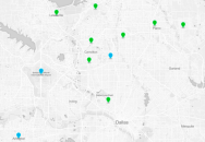 Map showing locations of 2016 Remodeling 550 firms in the Dallas-Fort Worth Metroplex