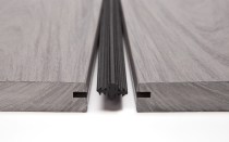 Dexerdry inserts fit in the slots normally reserved for hidden fasteners, creating a water-tight seal between decking boards.