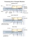 To keep flat stock trim in plane with the wall while creating a place for the siding to die into, either rabbet thicker trim over the flange or hold 1-by stock off the wall with a shim strip or stand-off screws.