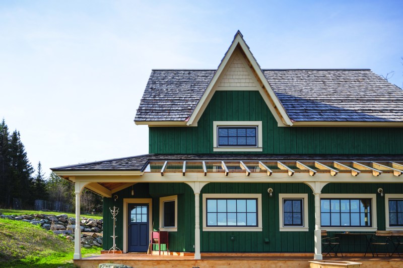 At $303 per square foot, this 1,650-square-foot Middlesex, Vt., off-grid, foam-free
house sequesters 600 kilograms of CO2.