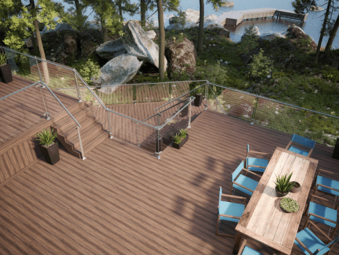 Deckorators' "Mesa" decking is one of several new colors in the Voyage line of composite decking.