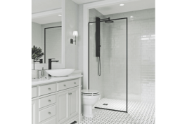 Matte black fixtures, a white vessel sink, an open concept show and high-contrast, mosaic floor tile are among some of the most popular bathroom design trends, according to a recent study by Wayfair Professional, in partnership with Pinterest.