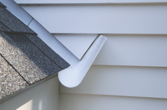 A DryFlekt kickout diverter is large enough to capture runoff without water overflowing onto the wall.