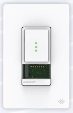 Panasonic has teamed up with smart control company, Swidget, to develop a series of controls that can be plugged into a port within a wall switch or outlet. A variety of wall switches, dimmers, and outlets are available. This one is a timer switch with three settings for 20-, 40-, and 60-minutes to control a bath fan. A sensor module can be plugged in to also turn on the fan based on (for example)  humidity, temperature or motion.