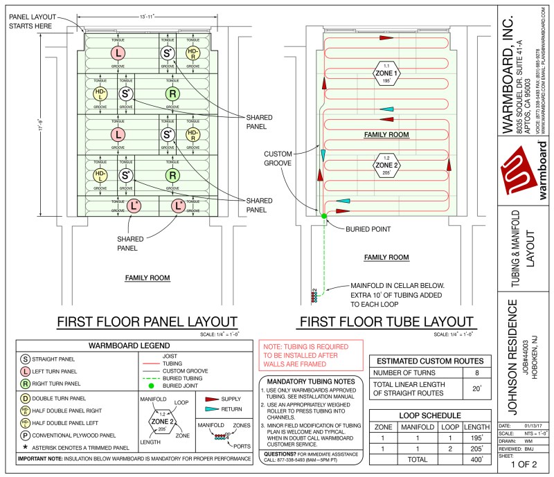 As part of its service, WarmBoard provides panel and tubing layout plans
