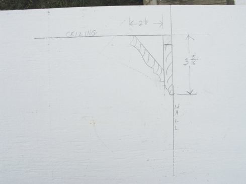 I find the distance from the bottom of the molding to the ceiling, then I determine the length of my returns.