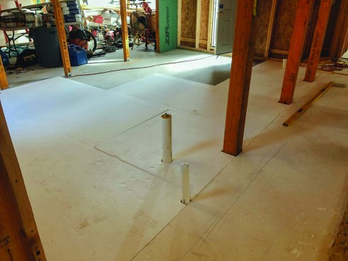 They also cut out around structural columns that supported a space between sections of the house.