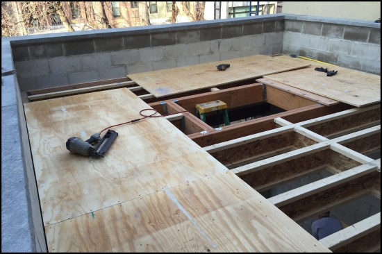 The top of the parapet (block) wall was capped with a 2-inch-thick capstone. 