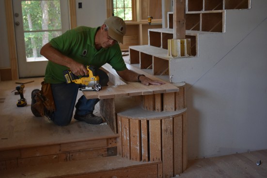 After completing the scribe, the author cut the inside radius with a jigsaw.