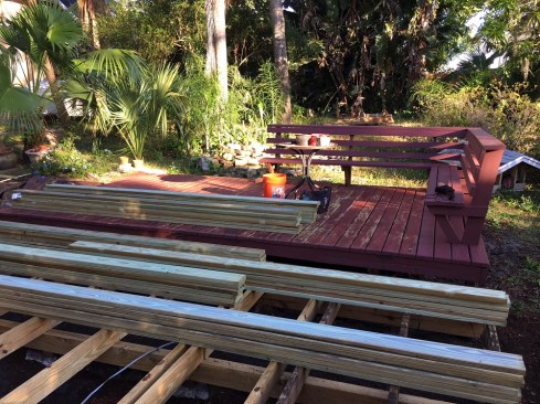 After reframing the damaged portion of the deck,  the author installed a PT decking profile that matched the original decking.