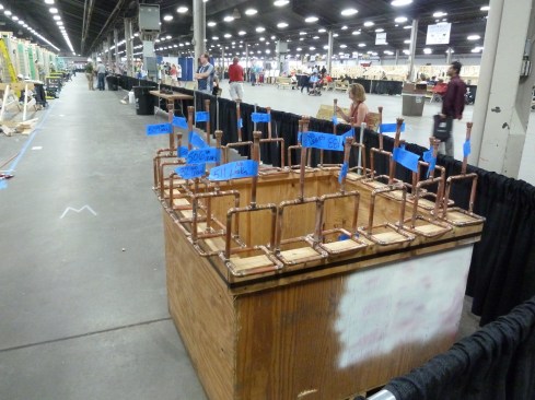 In addition to the "build," a person from each group in the Teamwork competition has to pass a plumbing test and an electrical test. The plumbing test shown here consisted of assembling a group of pipes that matched a predetermined prototype. The assemblies were then pressure-tested and checked for leaks.