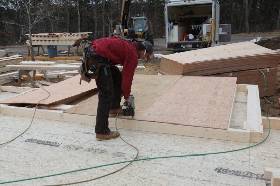 Sheathing The sheathing tacks to the frame with the specified gap between sheets.