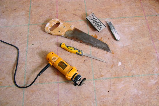 Common tools for working with drywall are routers, drywall saws, and utility knives.