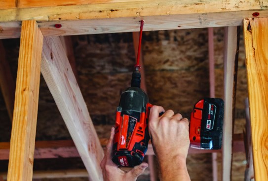For long structural fasteners, the author needs the extra  power of an impact driver, such as the Milwaukee M18.