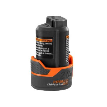 This should be familar to anyone who uses sub-compact tools. It's a compact (three-cell) 12-volt (10.8-volt nominal) pack. It's the newest model and if you look at the label you'll see that it's rated for 2.0 Ah.