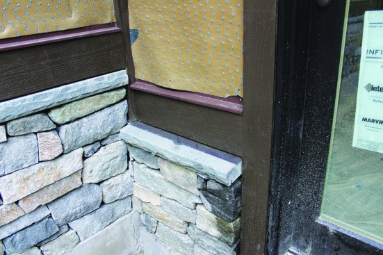 The rapid expansion of the water causes the outer layer of stone to pop off. The alternating wetting and heating process is repeated until the desired amount of spalling is achieved.