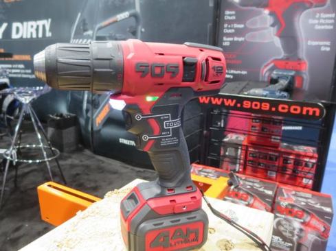 909 12-volt Max Brushless Drill/Driver. This tool has been out for a year but this is the first time I’d seen one in person. Like the tool in the previous slide, this one has a pressure sensitive touch switch; the upper portion is forward and the lower portion reverse. There isn’t a separate forward/reverse switch. Unlike standard switches the touch switch doesn’t move when you touch it; it senses how hard you are pushing (similar tech to the screen of a smartphone or tablet). The harder you push the faster the motor goes.