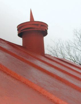 The sealer was applied between the original metal roof and the vintage vents.