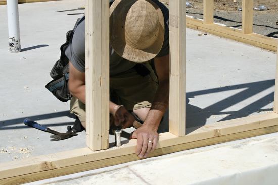 The walls were anchored to the slab.