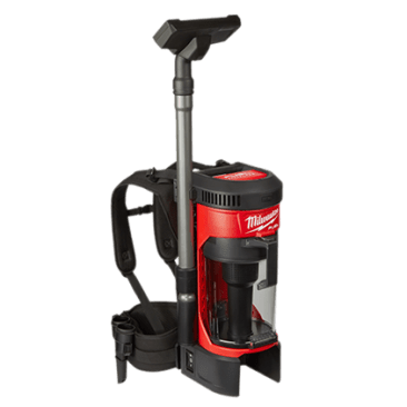 The harness is removable; the vac can be stored hung up, or it can be hooked on a ladder for overhead use.