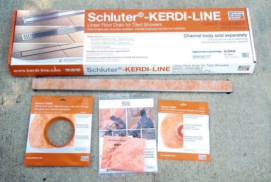 Schluter offers three grate options—a perforated stainless-steel strainer, a solid stainless steel cover, and a tile-top strainer. 