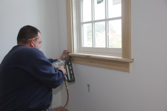 The final step is nailing the apron to the wall and if necessary to the stool above. Again drive nails into parts of the profile where the holes will be easy to fill later.