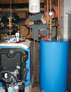 He also installed an indirect-fired domestic hot-water storage tank.