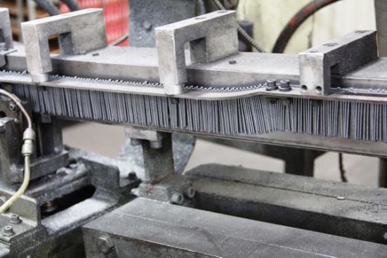 These galvanized finish nails are about to be collated.