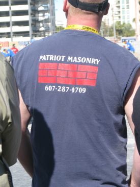 Spectator at the Bricklayer 500. Like the brick pattern on the shirt.
