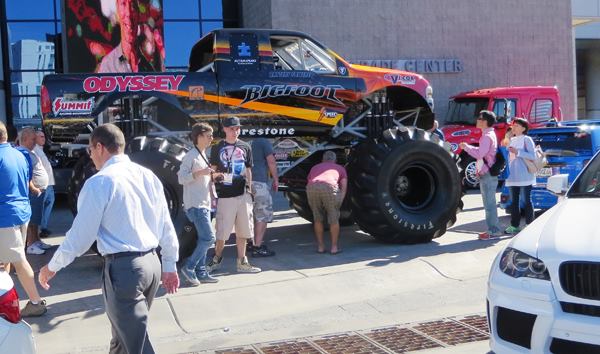 And the third kind of truck at SEMA is so RIDICULOUSLY high you need a ladder to get in.