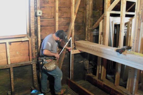 Then I set up my laser level and confirmed my high point to start the framing.