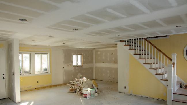 Additional mesh and joint compound created a smooth finished ceiling.