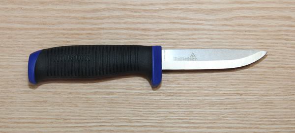 This Craftsman’s Knife with a friction grip (RFRGH) is a general purpose carpentry and woodworking tool. I use it for most of the things I might use a utility knife for, plus some a utility knife’s flexible blade won’t do—like whittling or hacking the edge of a piece. The sharp pointed tip will fit all kinds of places and can be used for scoring.