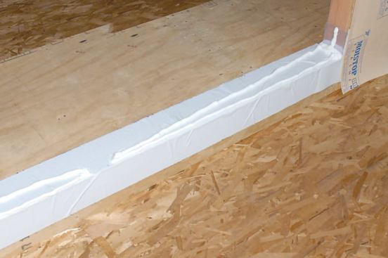 In the drainage method, the sealant is applied in elongated triangles, with a 2- to 3-inch gap in the center to allow water to escape.