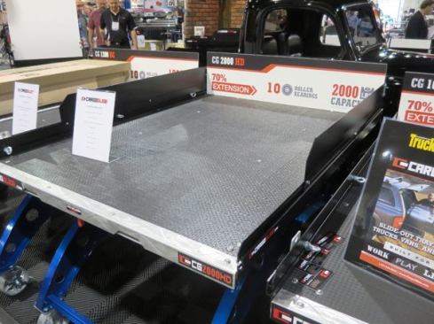 More slide out extensions; this one is from CargoGlide and has 70% extension and a 2,000 pound weight capacity. There are five more models including some with 100% extension.