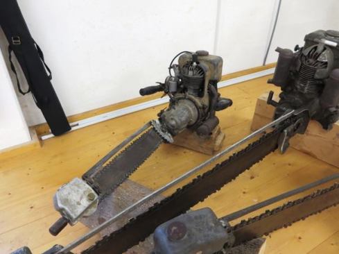The company (then called Fezer and Stoll) produced its very first tool in 1925, a gasoline chainsaw with a rotating bar that allowed the engine to remain upright while cutting vertically, horizontally, and anywhere in between. If you’d like to see the Festo chainsaw “in action” then watch these Festool employees in Lithuania 
start one up. It’s hard to believe they were able to get such an old machine going. For more on early chainsaws see 
A Trip to the Chainsaw Museum.