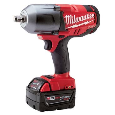 M18 FUEL 1/2-inch HTIW with friction ring. A friction ring does not hold as tightly as a pin detent, making it easier to change sockets—as might be done by a mechanic. The tool produces up to 100 ft-lbs of fastening torque in Mode 1, and up 700 ft-lbs in Mode 2. It produces up to 1,100 ft-lbs of nut-busting torque. This tool will be sold bare (2763-20) and in a two-battery kit (2763-22). Online price: two-battery kit $429; bare $219.