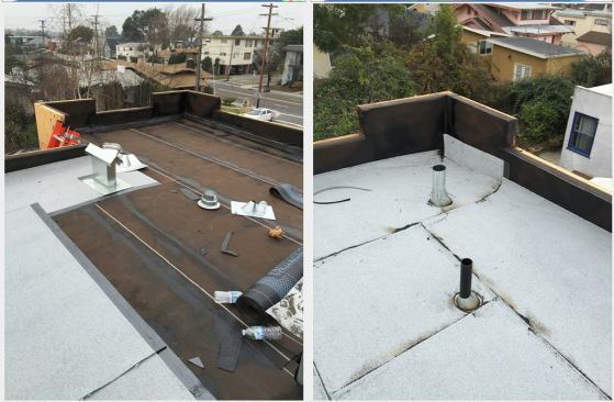 The roof membrane nears completion.