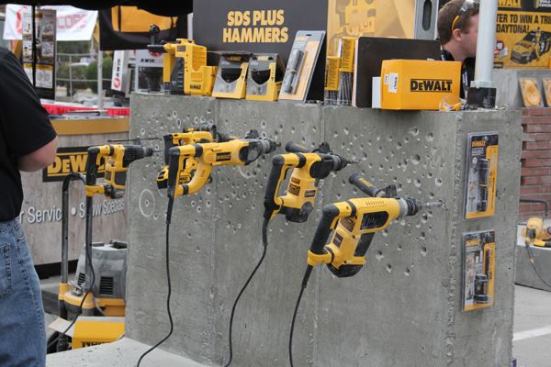 There were plenty of 
rotary hammers at the DeWalt booth. This is probably a quarter of them; there are some bigger ones on the other side.