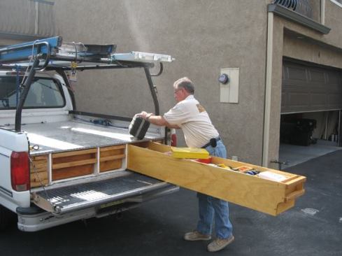 Accessing the back of one of center boxes.