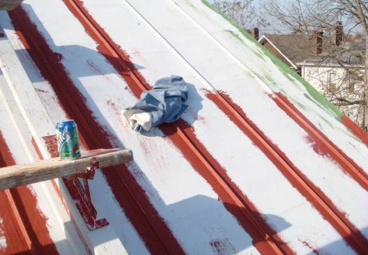 The red finish coat was applied to the seams.