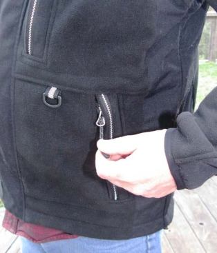 Zippered hand warmer pocket