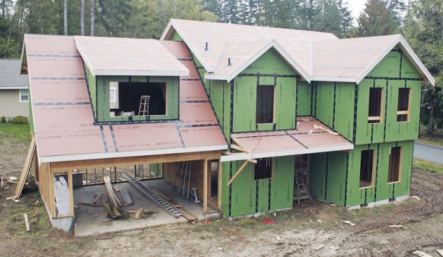 When all the panel joints have been taped, the shell is weathertight and ready for roofing and siding.